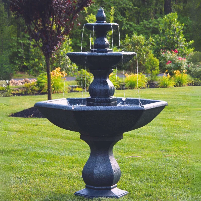 Boca Hexagon 3-Tier Concrete Fountain - Massarellis #3778