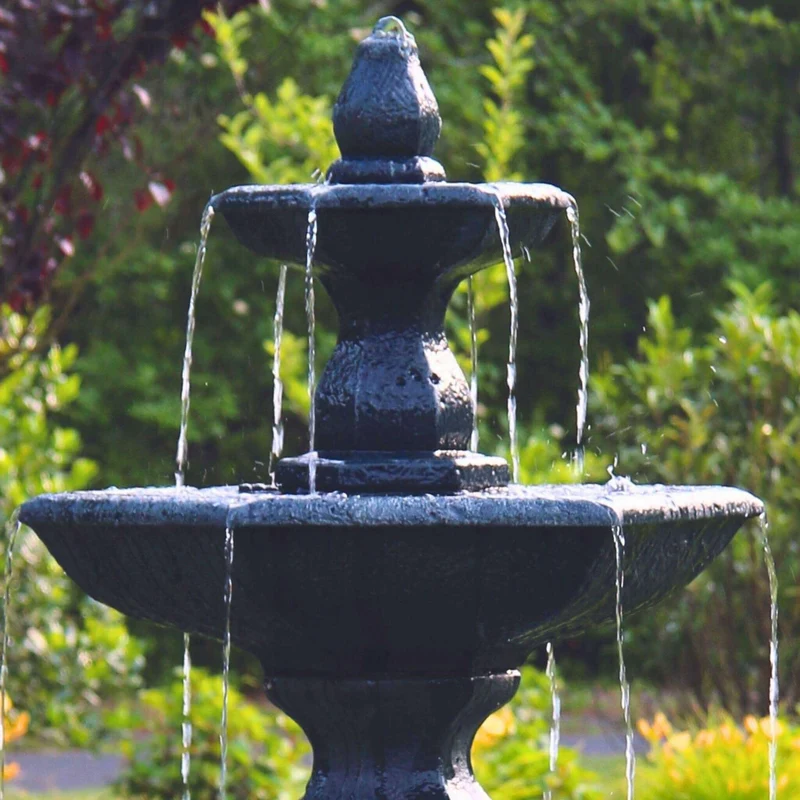 Boca Hexagon 3-Tier Concrete Fountain - Massarellis #3778