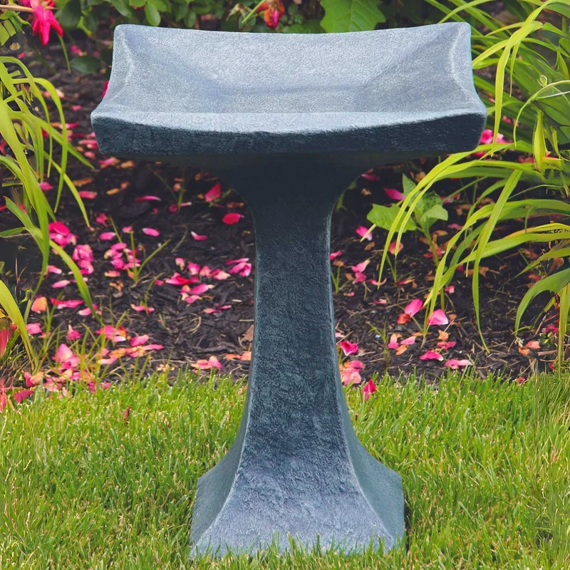Scooped One-Piece Concrete Bird Bath - Massarellis #9767