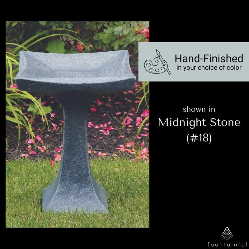 Scooped One-Piece Concrete Bird Bath - Massarellis #9767