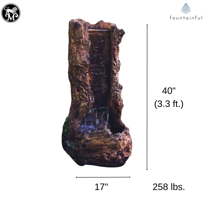 Treefall Concrete Fountain w/ Lights - Massarellis #3768