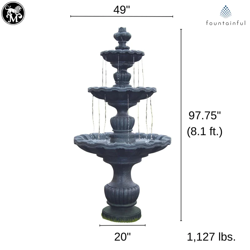 Savonabella 3-Tier Concrete Fountain - Massarellis #3838