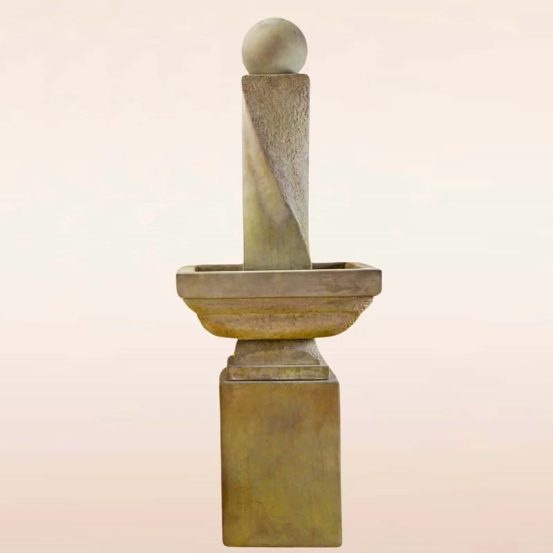 Modern Twist Concrete Fountain & Ball TALL - Giannini #1412