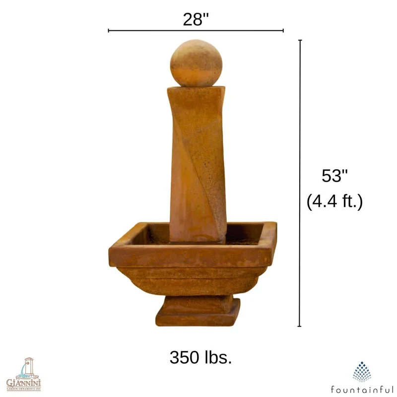 Modern Twist Concrete Fountain & Ball SHORT - Giannini #1414