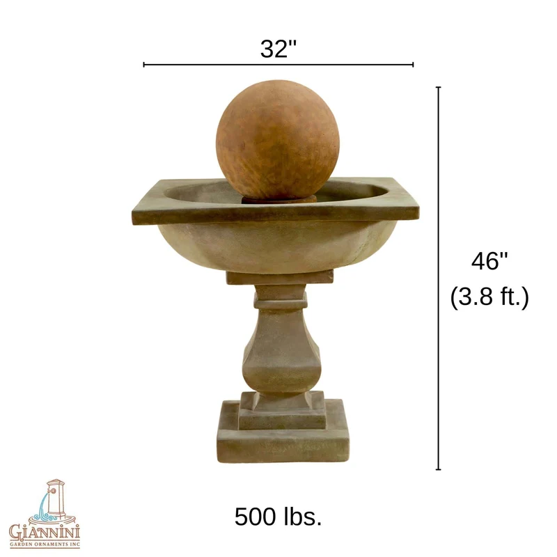 Lunara Concrete Sphere Fountain - Giannini #1669