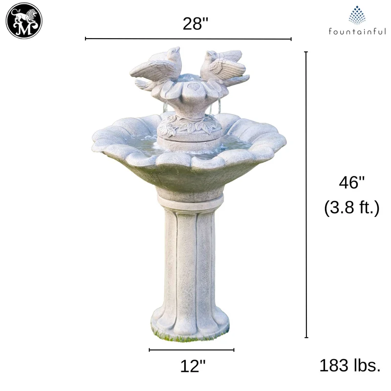 Classical Doves of Love Concrete Fountain - Massarellis #3365