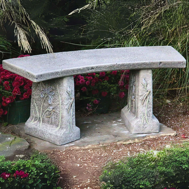 Dragonfly Concrete Garden Bench - Massarellis #4171