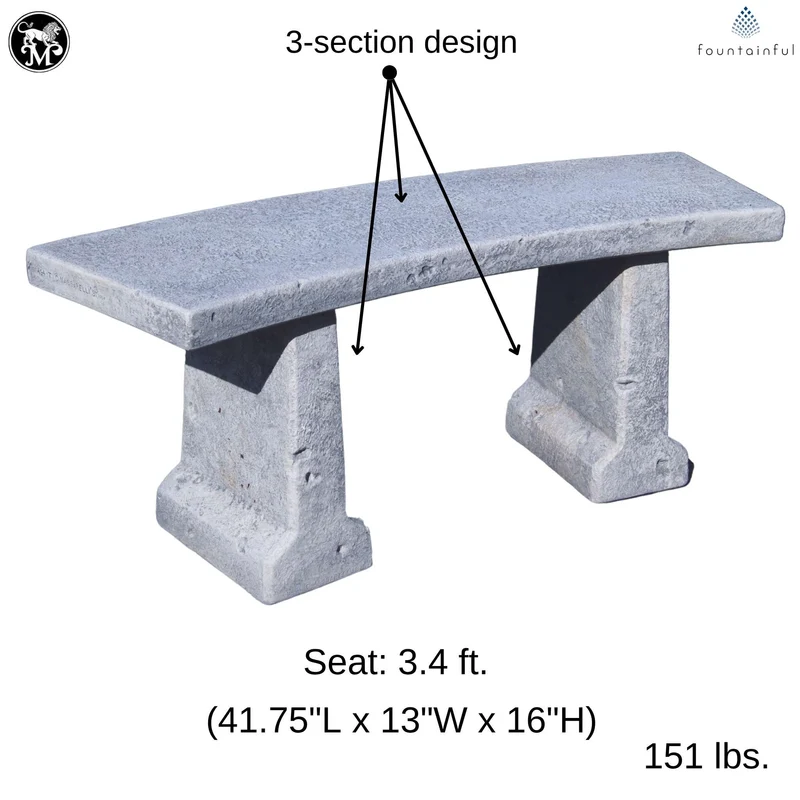 Chelsea Concrete Curved Garden Bench - Massarellis #4943