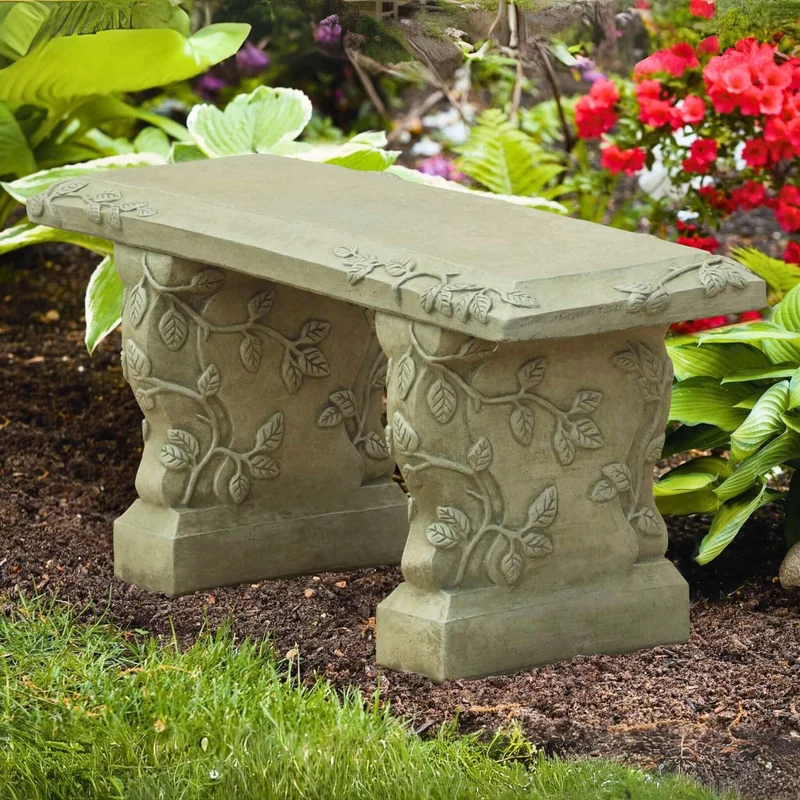 Vine Concrete Garden Bench - Massarellis #4175