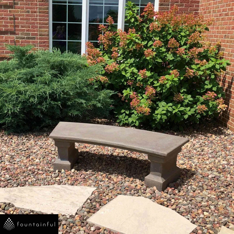 Classic Curved Concrete Garden Bench - Massarellis #4945