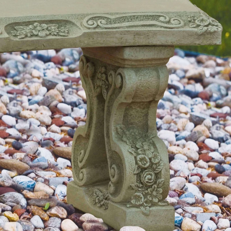 Floral Concrete Garden Bench - Massarellis #4242