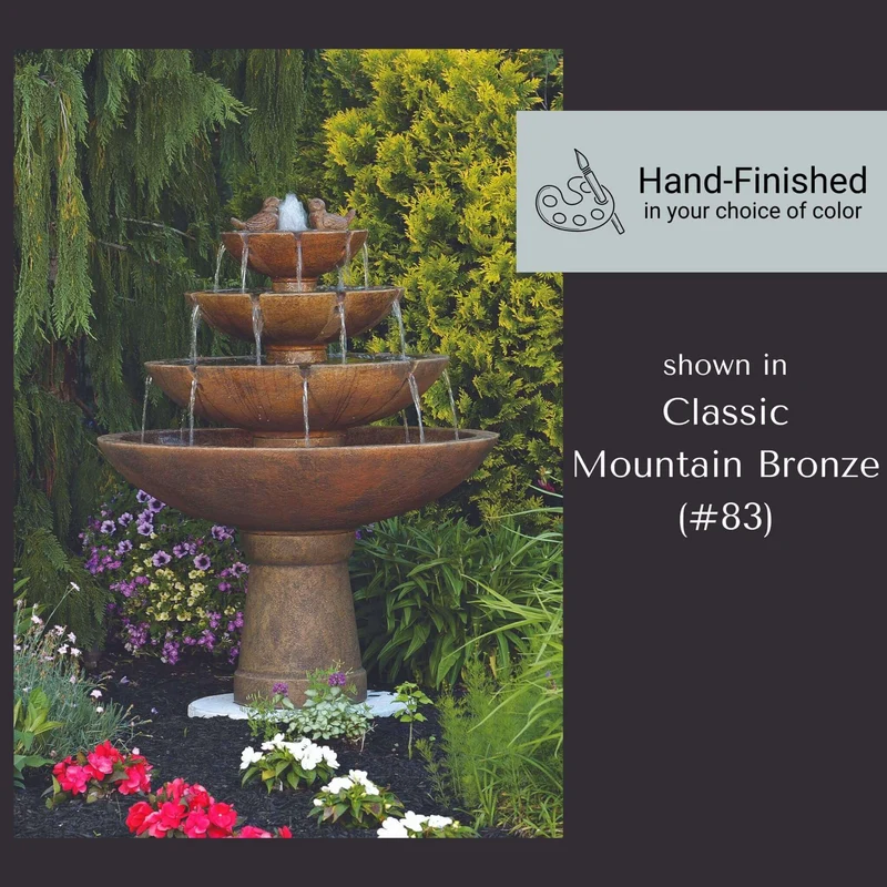 Tranquility Birds 4-Tier Concrete Fountain - Massarellis #3698