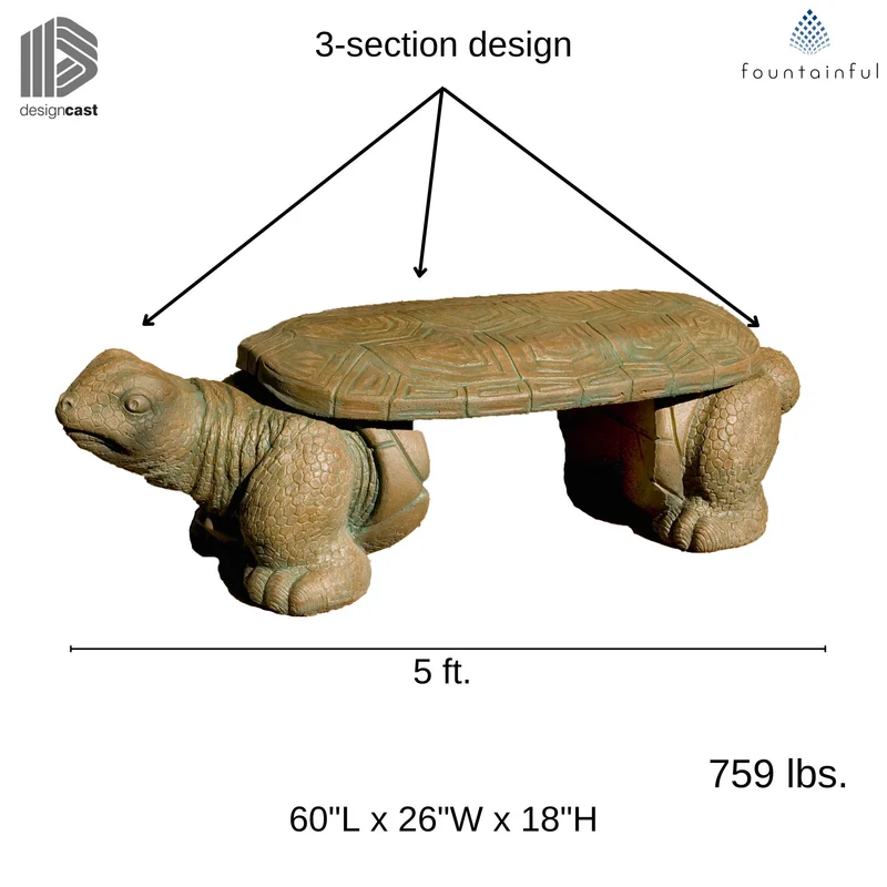 Turtle Concrete Garden Bench - Phoenix Design Cast