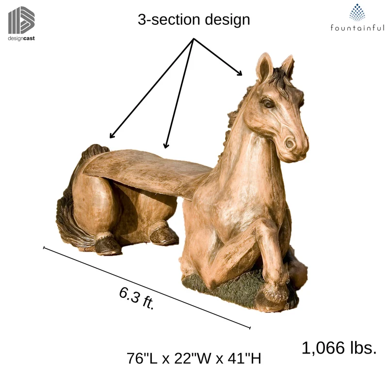 Horse Concrete Garden Bench - Phoenix Design Cast