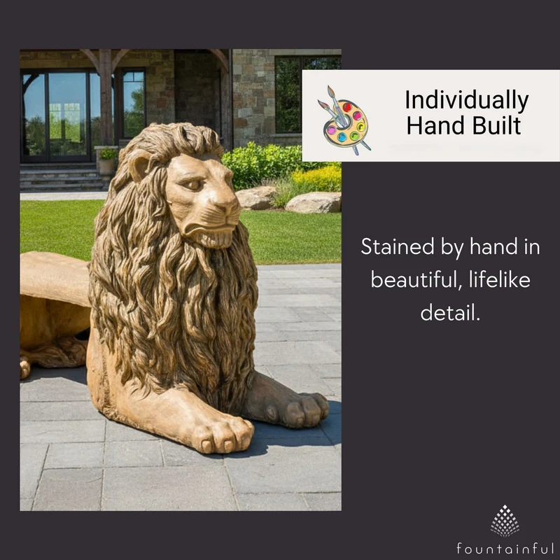 Lion Concrete Garden Bench - Phoenix Design Cast