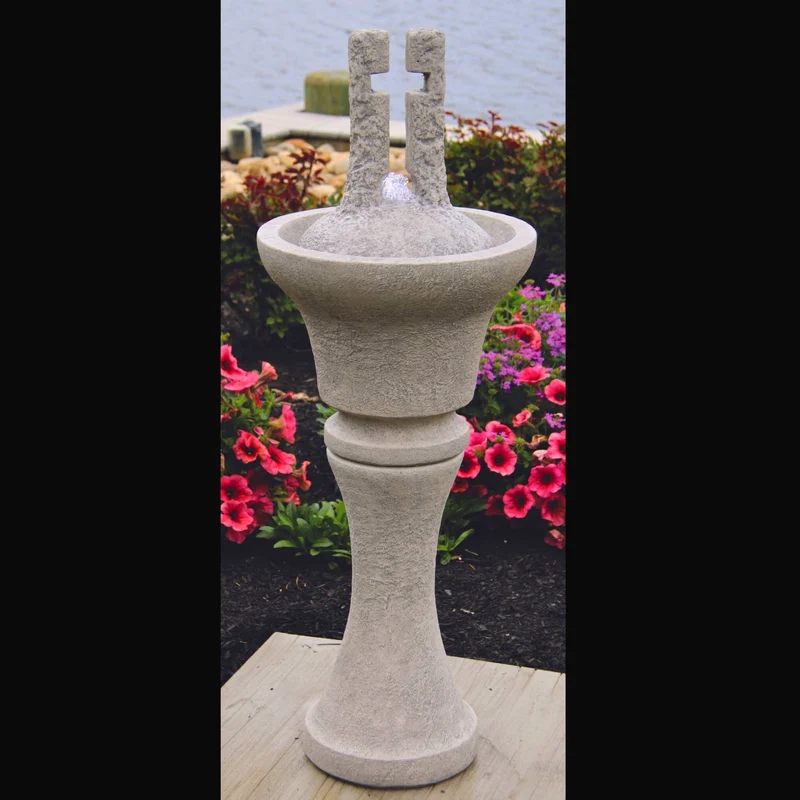 Open Cross Concrete Fountainette w/Lights - Massarellis #3938