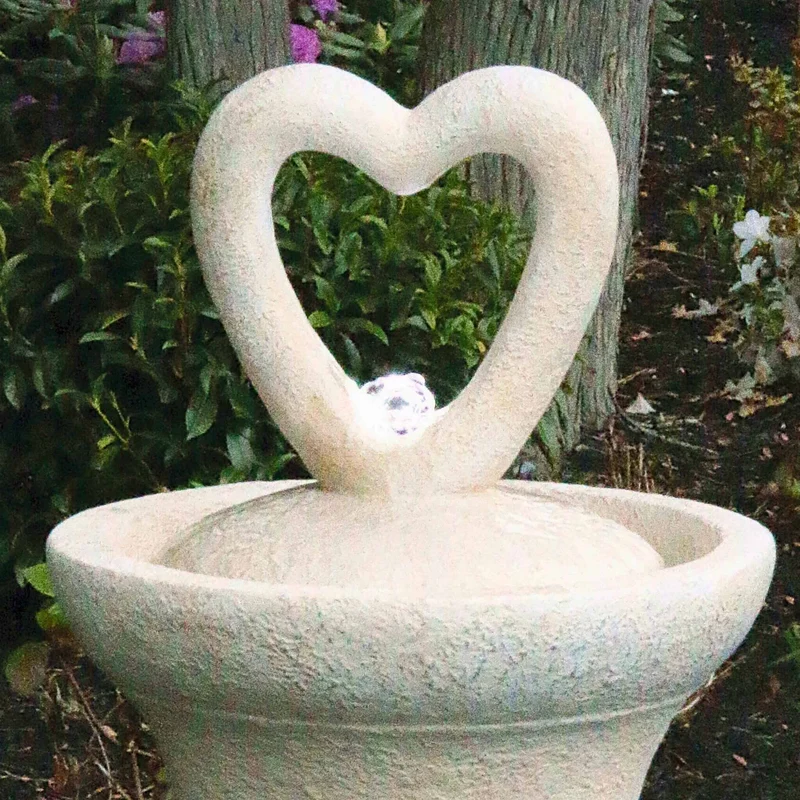 Heart Concrete Fountainette w/ Lights - Massarellis #3944
