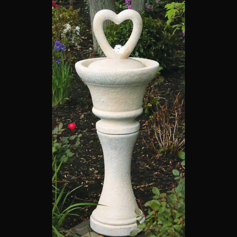 Heart Concrete Fountainette w/ Lights - Massarellis #3944