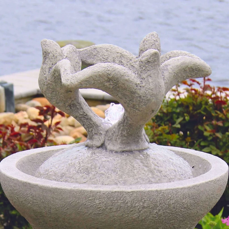 Three Doves Concrete Fountainette w/Lights - Massarellis #3916