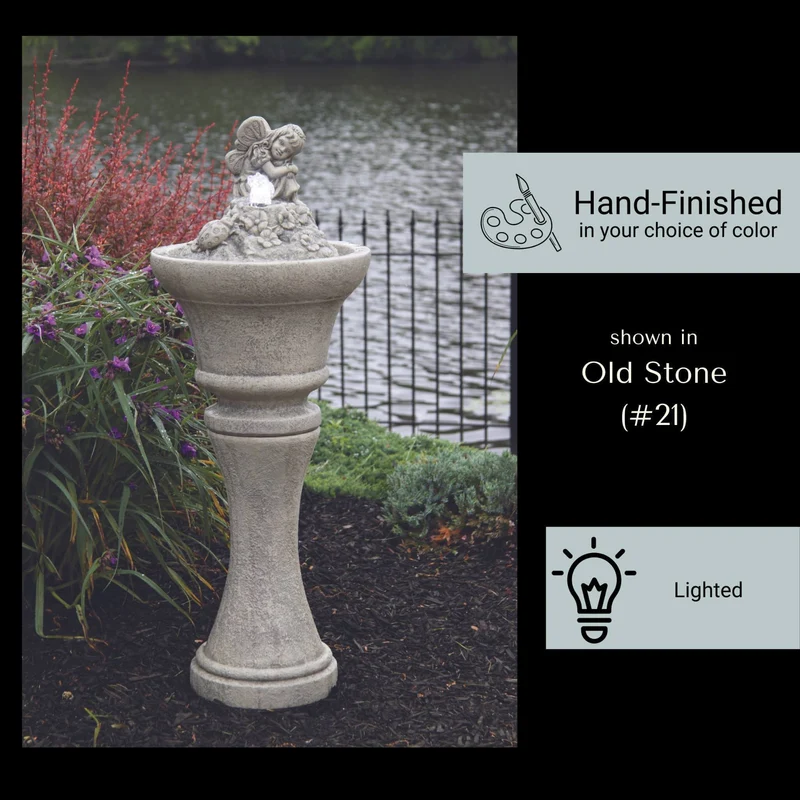Fairy Concrete Fountainette w/Lights - Massarellis #3904