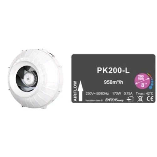 PRIMA KLIMA - ASPIRATORE PK200-L - �200 - UNA VELOCITÀ - 950 MC/H