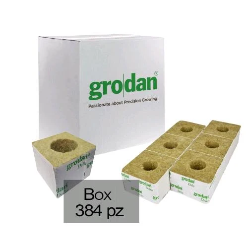 GRODAN - CUBETTI IN LANA DI ROCCIA 7.5X7.5 SCATOLA - 384 UNITÀ