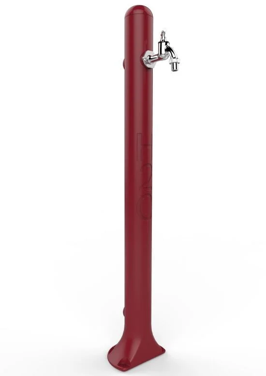 Fontana da esterno Arkema con rubinetto di colore rossa