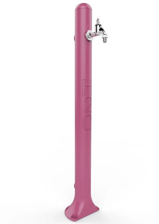 Fontana da esterno Arkema con rubinetto di colore fucsia