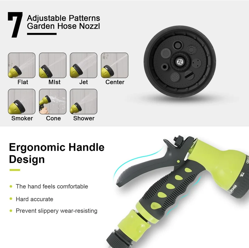 DEWINNER Wall Mounted Garden Hose Reel, 20 +2 m Automatic Wall Mounted Hose Reel with Spray Nozzle, Automatic Rewinding Bracket, Garden Hose with Reel, Outdoor Hose Watering