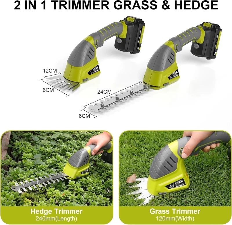 DEWINNER 3 in 1 Telescopic Hedge Trimmer - Electric Chainsaw with Safety Switch, Range up to 2.53 m, Blades 240 mm and 120 mm, Head Adjustable 135°