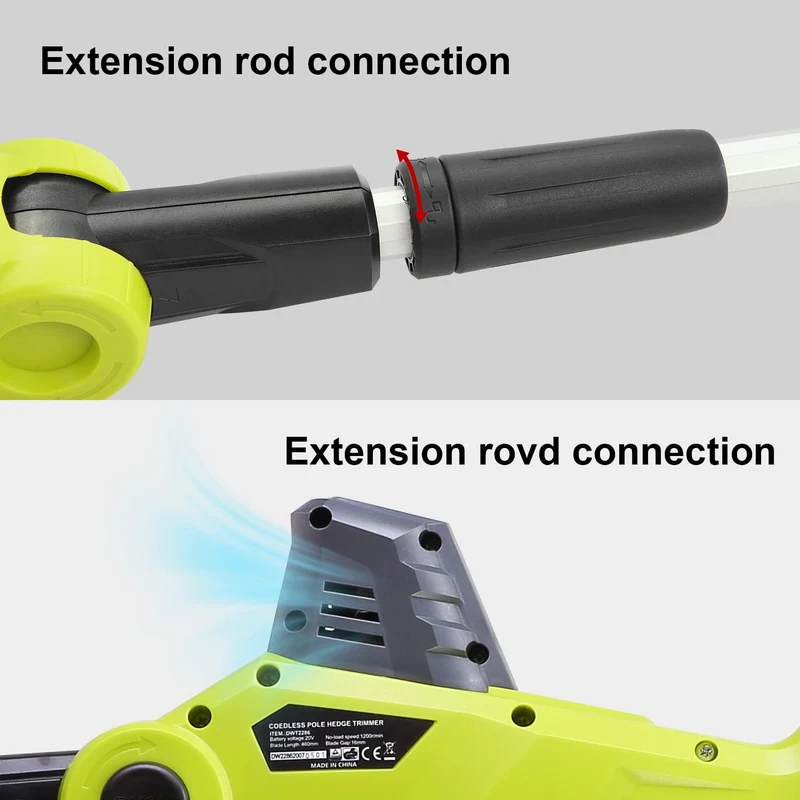DEWINNER Cordless Telescopic Hedge Trimmer, Multifunktion Hedge Trimmer, with 2 x 20 V 2.0 Ah Batteries, Charger, Blade Length 46 cm, Cordless Electric Hedge Trimmer, for Tall Plants