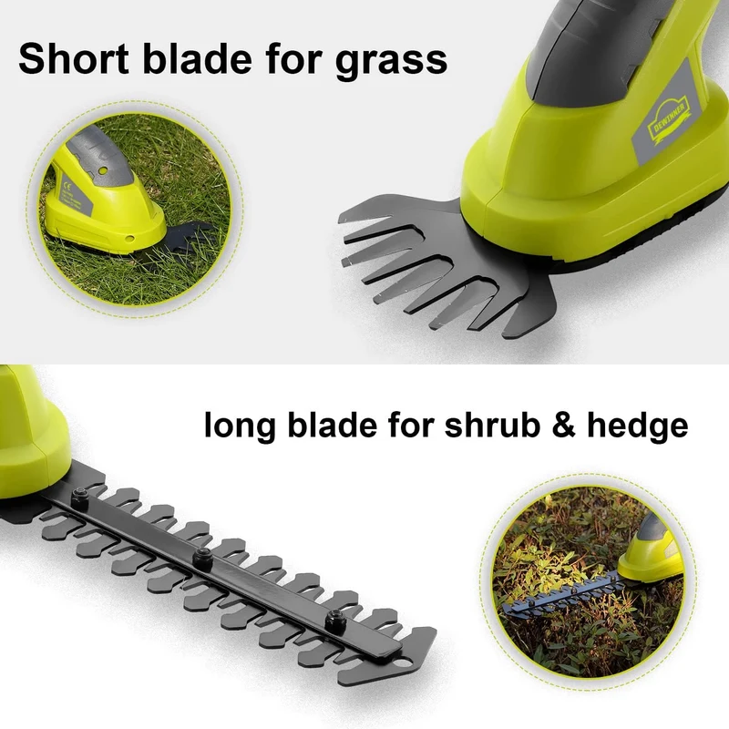 DEWINNER 2 in 1 Lawn Shears, Battery 7.2V, Blade Width 100, for Cutting Hedges, Lawns, Includes Portable Tailor, Battery and Charger DE-T1502