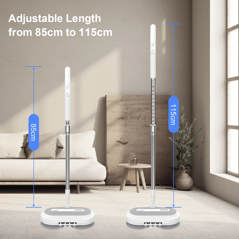 DEWINNER Cordless Electric Mop with 2.0 Ah Battery and Charger,Dual Spin Floor Polisher with 300ML Water Tank & Headlight, 120 L/H Compact Cleaner Kit for Cleaning and Washing