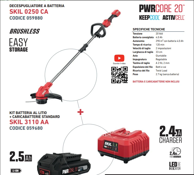 Promo Skil Tagliabordi 0250 CA + Batteria + Caricabatterie Cod. 063855
