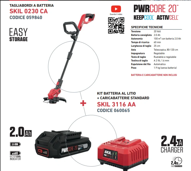 Promo Skil Tagliabordi 0230 CA + Batteria + Caricabatterie Cod. 059830