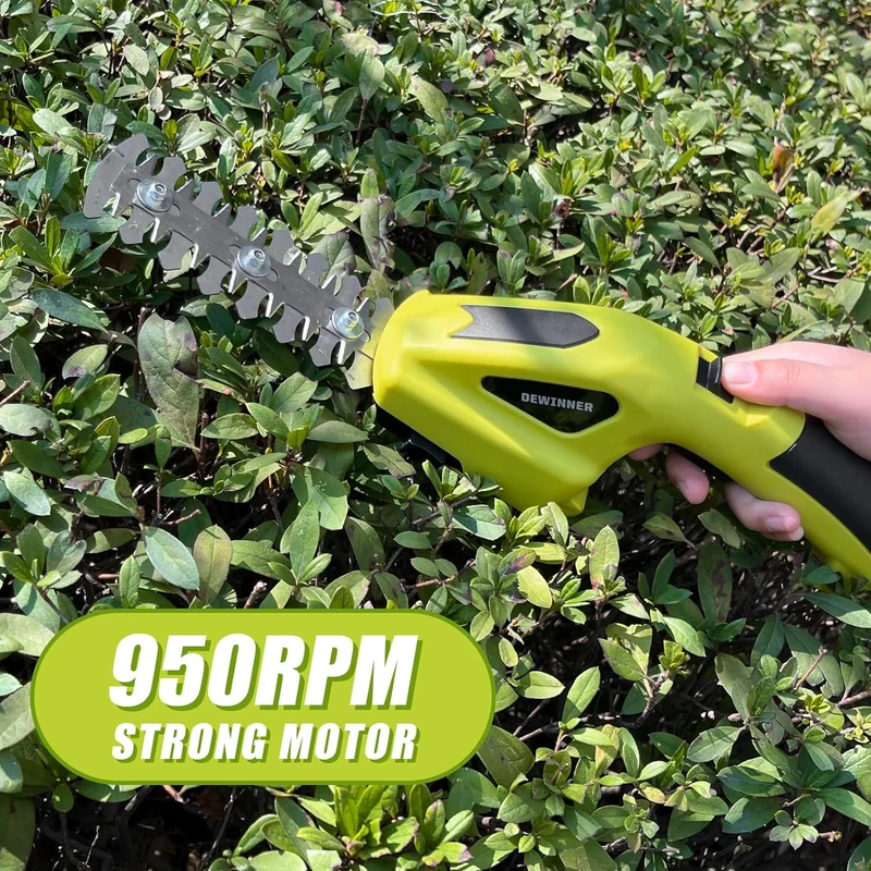 DEWINNER 2 IN 1 Cordless Hedge Trimmers 7.2V Electric Grass Trimmer, Cordless Hedge Trimmer & Grass Shear with 2 Interchangeable Blades, Lightweight Hand Held Hedge Trimmer for Gardening Cutting, Trimming, Shearing, Pruning