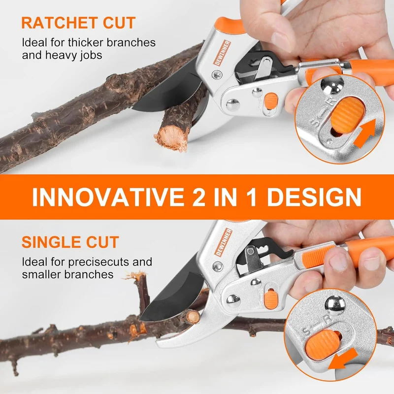 DEWINNER Professional Anvil Hand Pruning Shears, Secateurs, Scissors, Pruners with Heavy Duty SK5 Blade. Soft Cushion Grip Handle (DE-TA278)