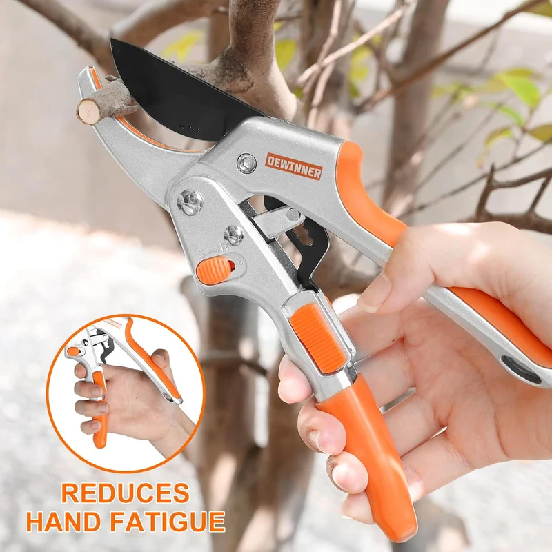 DEWINNER Professional Anvil Hand Pruning Shears, Secateurs, Scissors, Pruners with Heavy Duty SK5 Blade. Soft Cushion Grip Handle (DE-TA278)