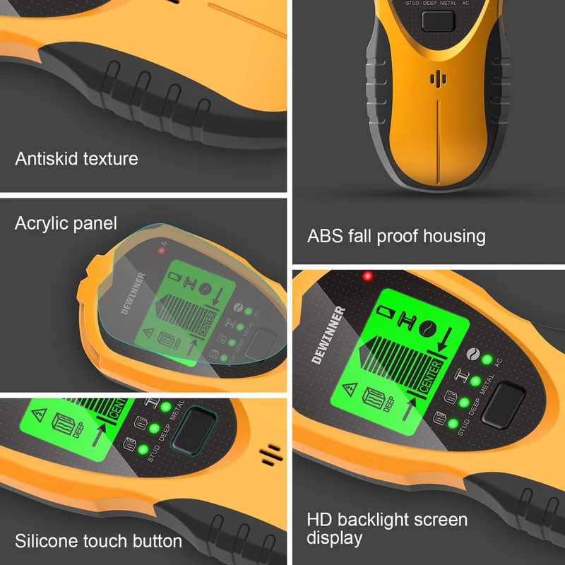 Stud Finder Wall Scanner, DEWINNER Wall Detector, Non Contact Voltage Cable Tester for AC Wire Metal Inside Wood, Center Beam Finding,Joist Detection with LCD Display