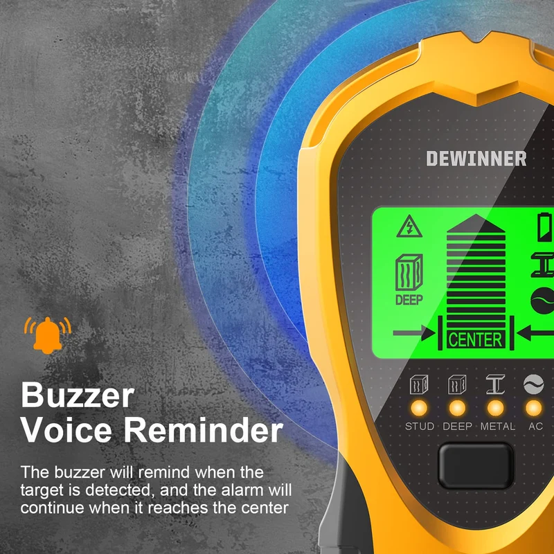 Stud Finder Wall Scanner, DEWINNER Wall Detector, Non Contact Voltage Cable Tester for AC Wire Metal Inside Wood, Center Beam Finding,Joist Detection with LCD Display