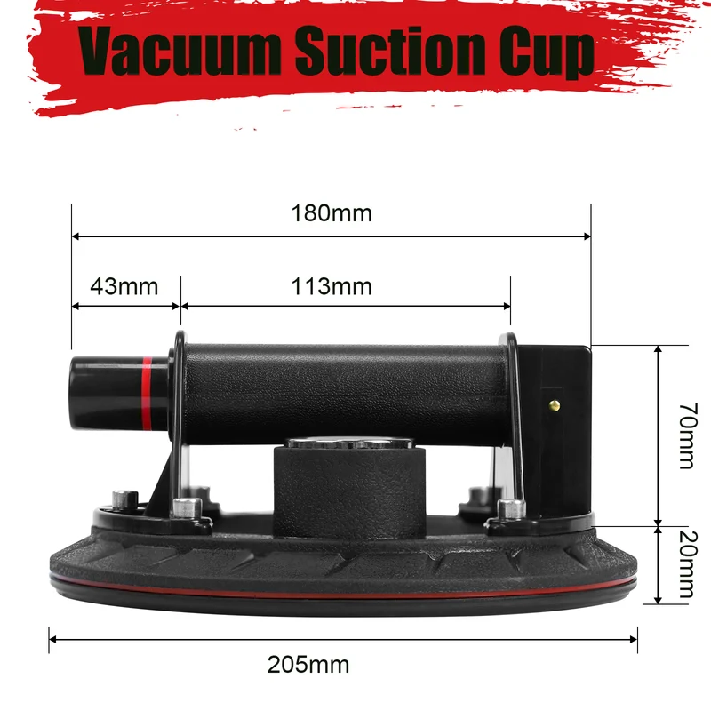 DEWINNER Robust Vacuum Cups- ABS Handle Glass Lifting Cups,200kg Load Capacity,Industrial Vacuum Cups for Lifting Flat and Non-Porous Surfaces