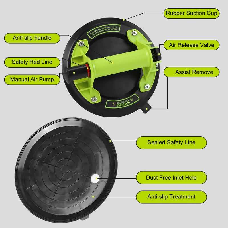 DEWINNER Professional Tile Vacuum Cleaner, Glass Vacuum Cleaner with Portable Toolbox, Load Capacity 110-200kg, for Transporting and Moving Glass, Tiles