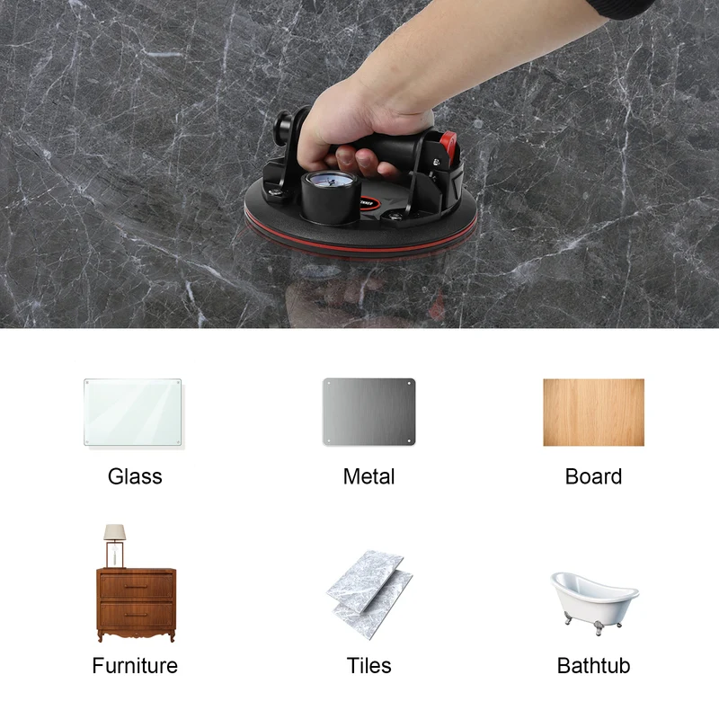 2x Heavy Duty Vacuum Cups, DEWINNER ABS Handle Glass Lifting Cups,230kg Load Capacity,Industrial Vacuum Cups for Lifting Flat and Non-Porous Surfaces