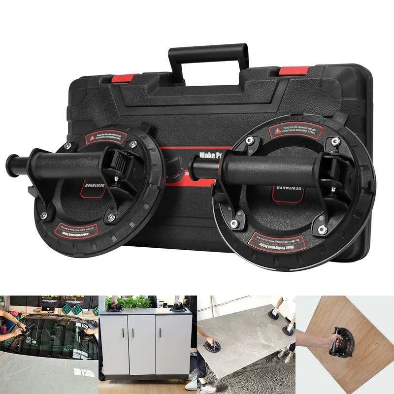 DEWINNER Heavy Duty Vacuum Cups x 2, ABS Handle Glass Lifting Cups,230 kg Load Capacity,Industrial Vacuum Cups for Lifting Flat and Non-Porous Surfaces
