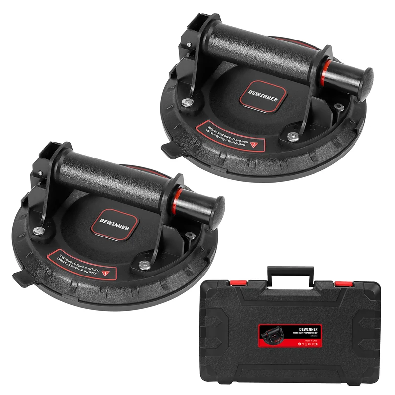 DEWINNER Heavy Duty Vacuum Cups x 2, ABS Handle Glass Lifting Cups,230 kg Load Capacity,Industrial Vacuum Cups for Lifting Flat and Non-Porous Surfaces