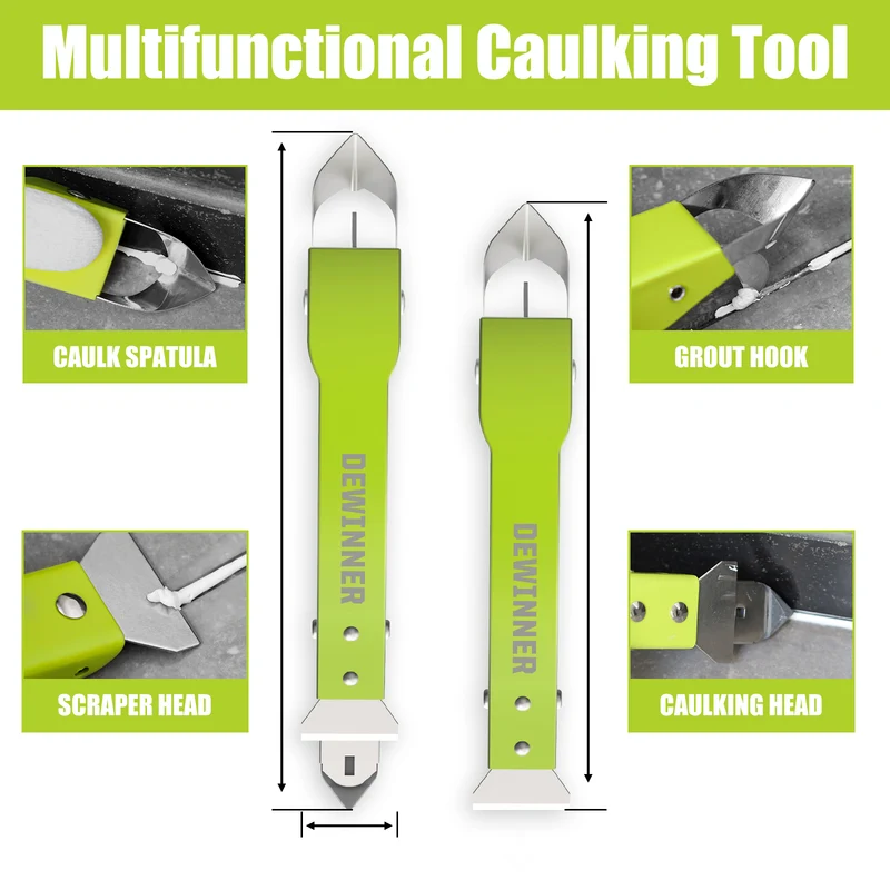 4-in-1 Silicone Remover Tool Set, DEWINNER Joint Scraper Set, Silicone Sealant Finishing Smoothing Removal Tool with Silicone Pads