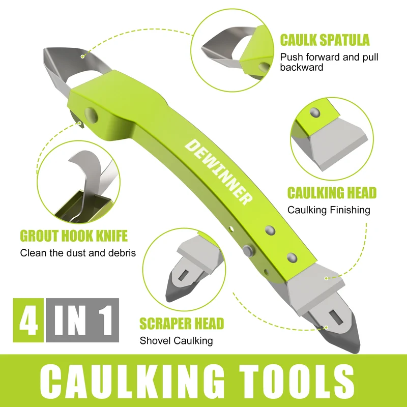 4-in-1 Silicone Remover Tool Set, DEWINNER Joint Scraper Set, Silicone Sealant Finishing Smoothing Removal Tool with Silicone Pads