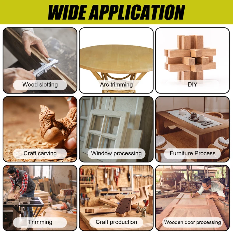 Electric Hand Palm Router, DEWINNER Trimmer Laminate Wood Working Joiners Tool, Compact Router with Trimmer Base, 3 Guide,2 Collets 1/4"(6.35mm) and 3/8"