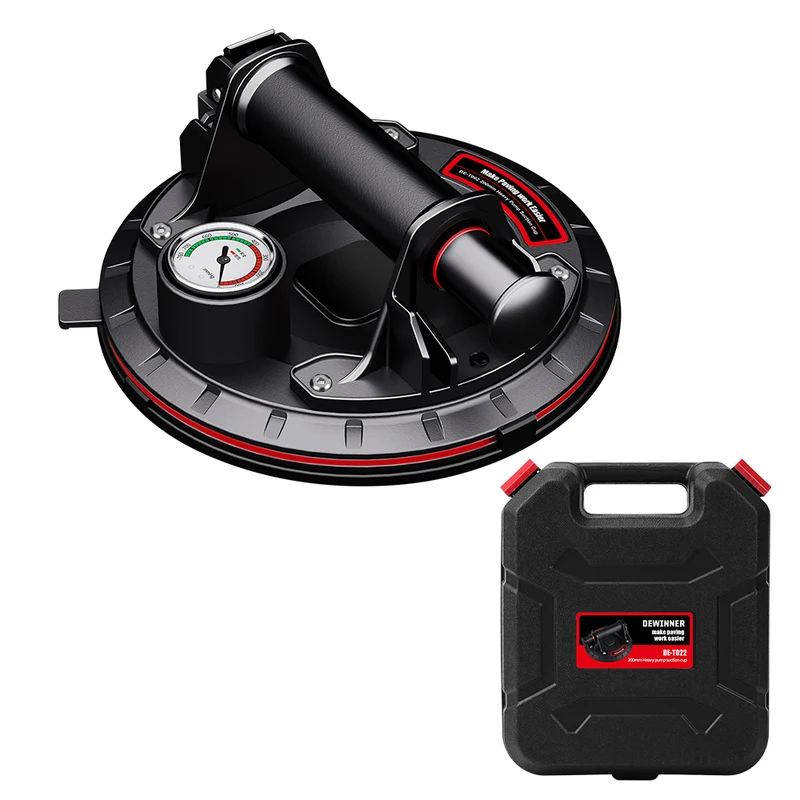 DEWINNER Electric Vacuum Suction Cup, Max 480lbs Load Capacity, 8 Inch Battery Powered Electric Vacuum Lifting Suction Glass Lifters, Hand-held Vacuum Lifter with Pressure Gauge for Glass, Granite, Drywall