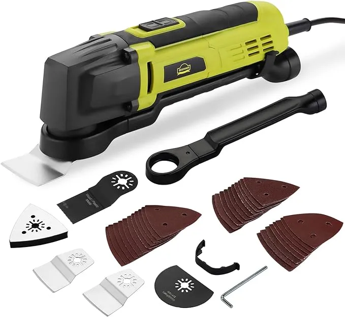 DEWINNER Oscillating Multi-Tool, Detail Sander for Drill Attachment,Sanding Kit, a Mini Saw & Grinder, Scraper and Grout Remover, Variable Speed Universal Fit Accessory